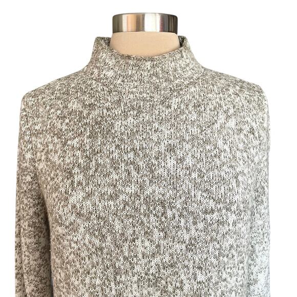 PureJill Cotton Blend Mock Neck Sweater Tunic MED Marled Knit Fall Casual Work - Picture 2 of 9